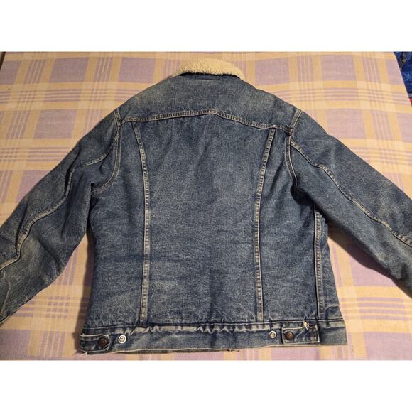 Vintage LEVIS Sherpa Lined Denim Jean Trucker Jacket 42 L Faded USA 71608 0216 - Picture 11 of 16